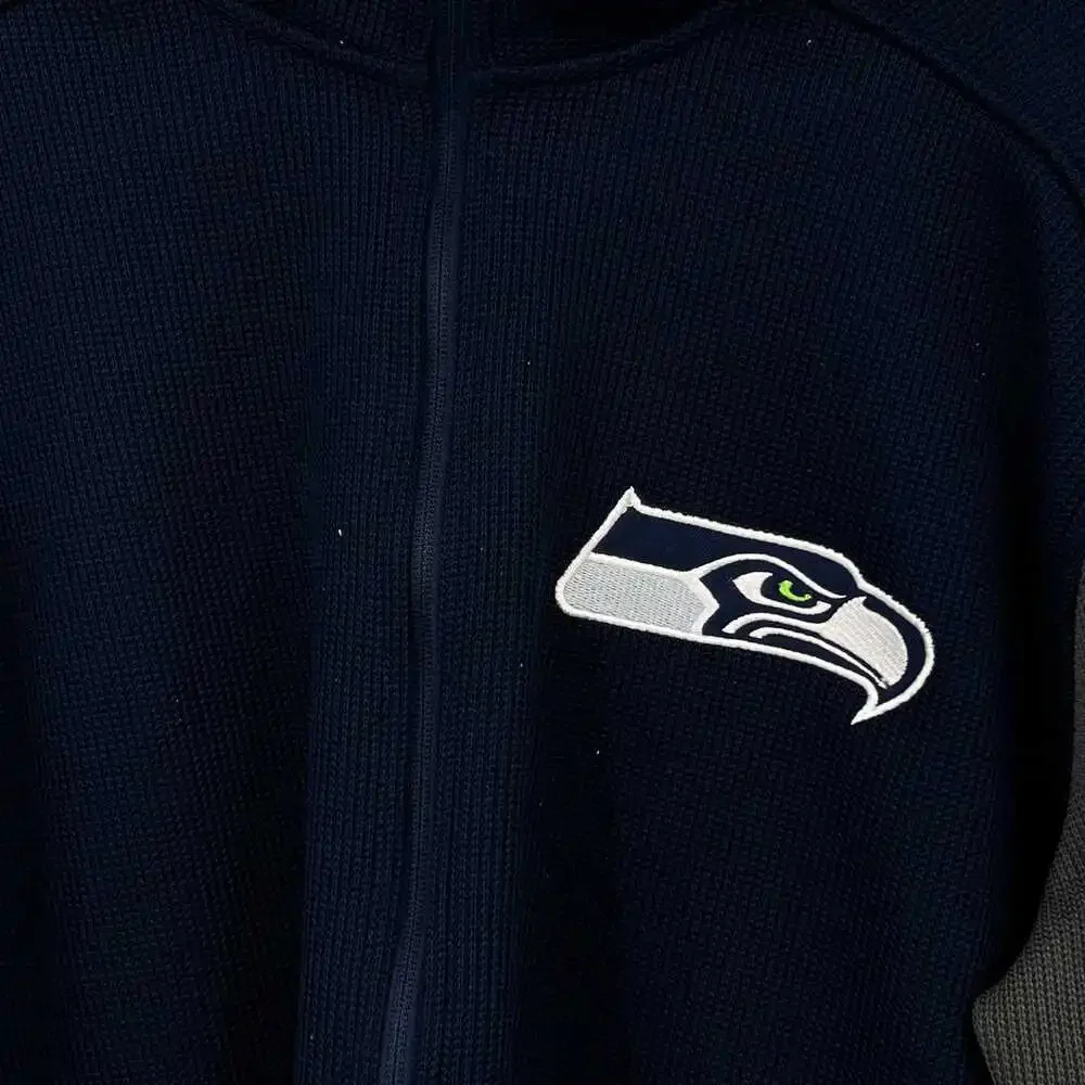 NFL Navy/Gray Seattle Seahawks Jacket | Men's Large Poly Jersey Zip Up
